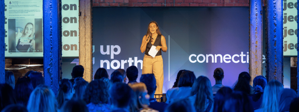 Grace Andrews on stage at Up North