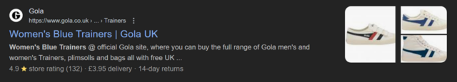 Product snippets in Google